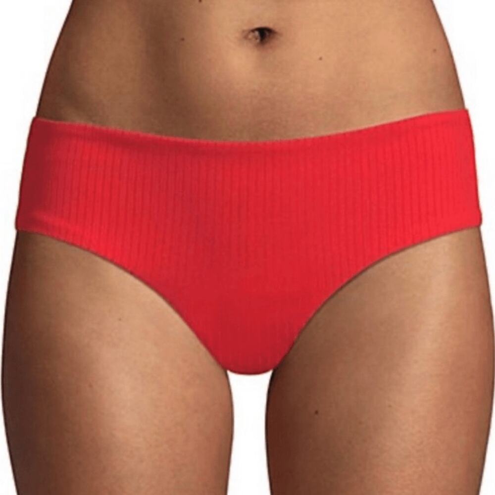 Mara Hoffman Nora Hipster Ribbed Bikini Bottoms - Red Size L
